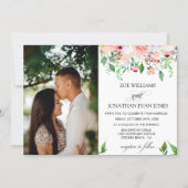Blush Floral Greenery Personalized Photo Wedding Invitation (Front)