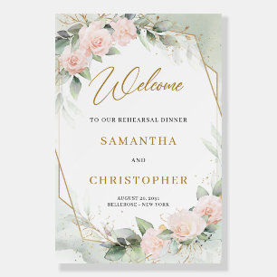 Blush floral greenery rehearsal dinner foam board
