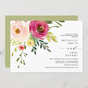 Blush Floral, Greenery, Wedding Rehearsal Dinner Invitation