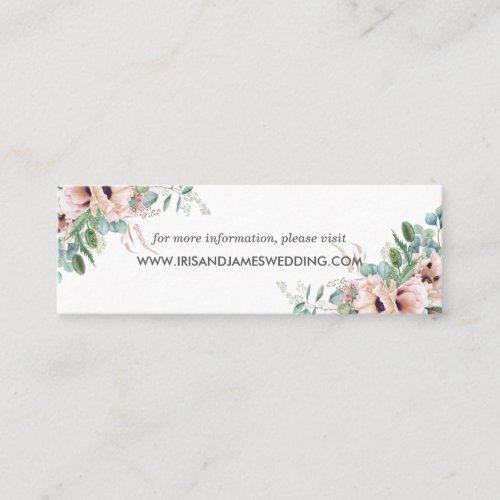 Blush Floral Greenery Wedding Website Card Mini