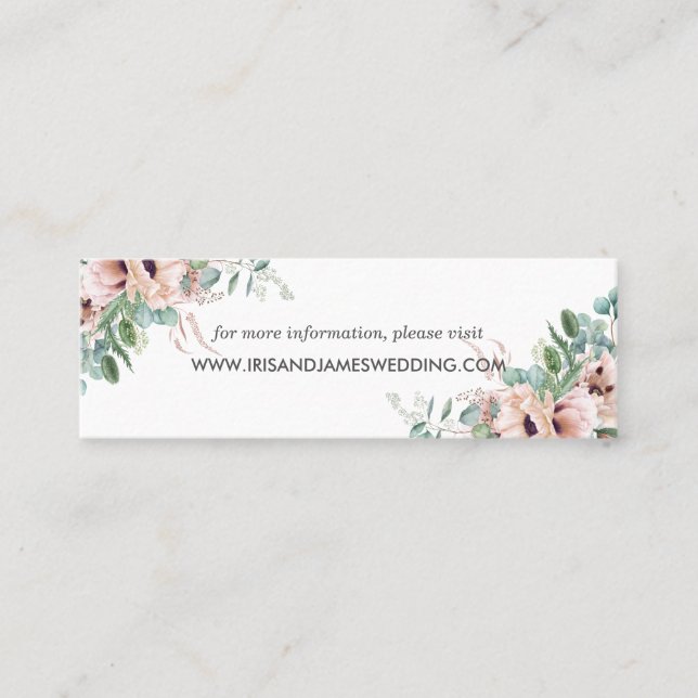 Blush Floral Greenery Wedding Website Card Mini (Front)