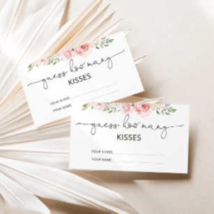 Blush floral guess how many kisses bridal game enclosure card