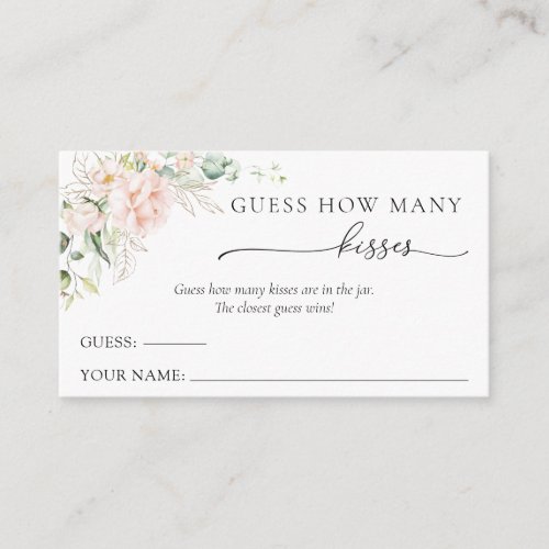 Blush Floral Guess How Many Kisses Enclosure Card