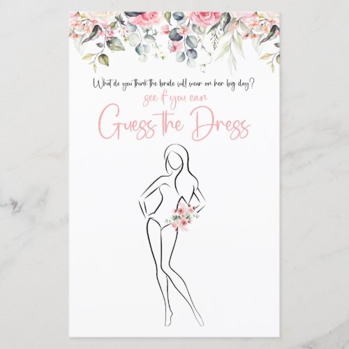 Blush Floral  Guess The Dress Game Card
