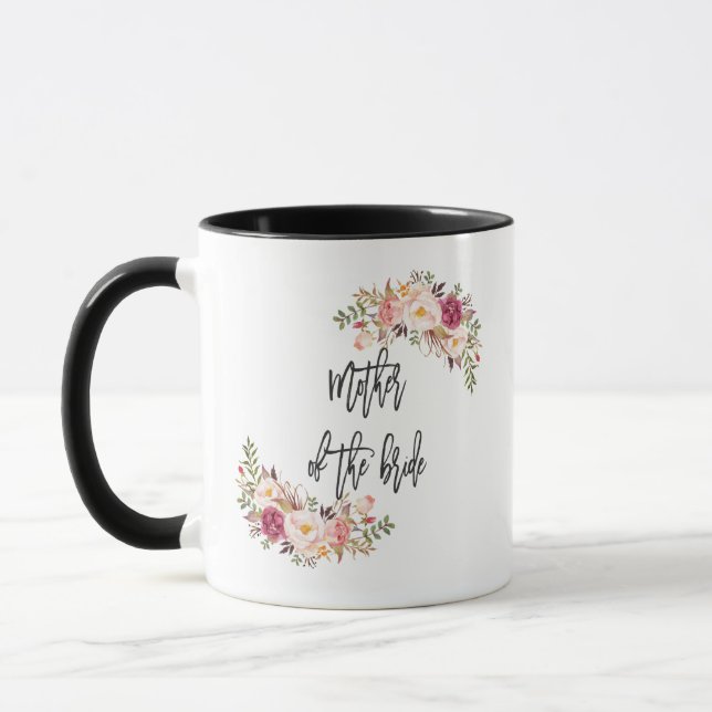 Blush Floral Handwriting Mother of the Bride Mug (Left)
