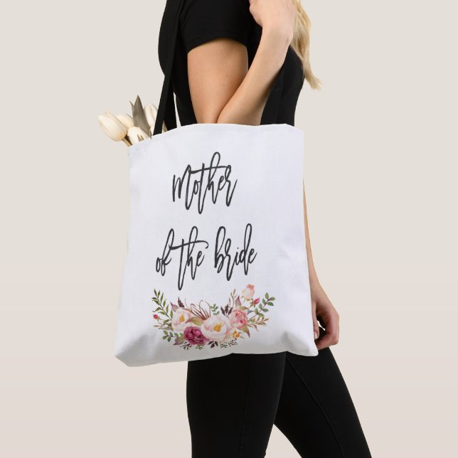 Blush Floral Handwriting Mother of the bride Tote Bag (Close Up)