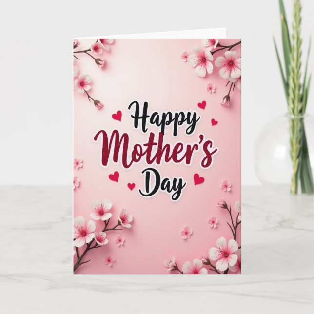 Blush Floral Happy Mothers Day Card (Front)