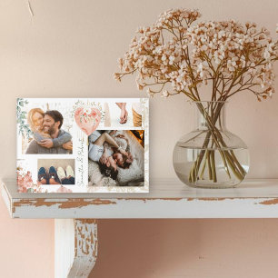 Blush Floral Heart Collage With Soft Gold Accents Acrylic Print