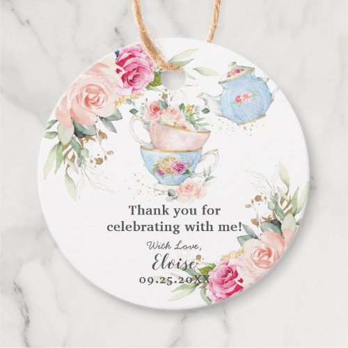 Blush Floral High Tea Party Baby Bridal Birthday Favor Tags