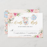 Blush Floral High Tea Party Baby Bridal Shower RSVP Card