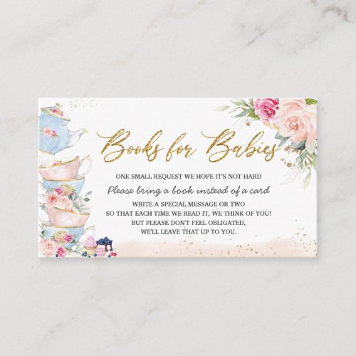 Blush Floral High Tea Party Books for Babies Twins Enclosure Card