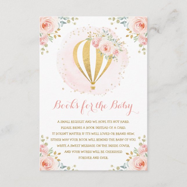 Blush Floral Hot Air Balloon Books for Baby Enclosure Card (Front)