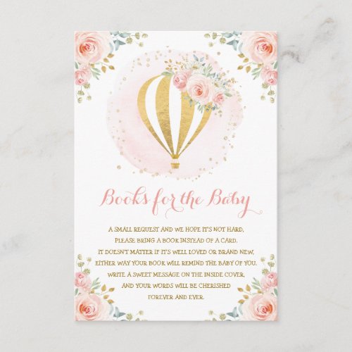 Blush Floral Hot Air Balloon Books for Baby Enclosure Card