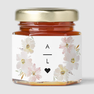 Blush Floral Initals Honey Jar Favors
