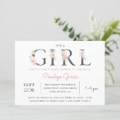 Blush Floral It's a GIRL Baby Shower Invitation (Standing Front)