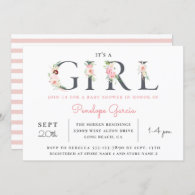 Blush Floral It's a GIRL Baby Shower Invitation