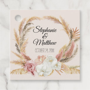 Blush Floral Jungle Neutral Pampas Palm Wedding Favor Tags