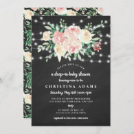 Blush Floral lights drop in girl baby shower Invitation