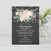 Blush Floral lights drop in girl baby shower Invitation (Standing Front)