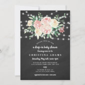 Blush Floral lights drop in girl baby shower Invitation (Front)