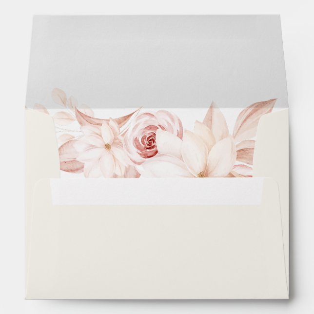 Blush Floral Lined Wedding Envelope (Back (Bottom))