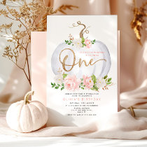 Blush floral Little pumpkin first birthday Invitation