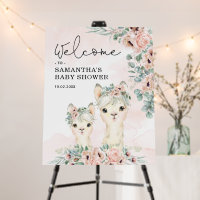 Blush Floral Llama Eucalyptus Baby Shower Welcome