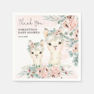 Blush Floral Llama Mama Eucalyptus Baby Shower Napkins