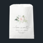 Blush Floral Love is Sweet Please take a Treat Favor Bag<br><div class="desc">Favor bag featuring blush florals with greenery and script "Love is Sweet". Custom with your name and date. Matches the Blush and Greenery Collection found in the Adore Paper Co. Zazzle shop.</div>