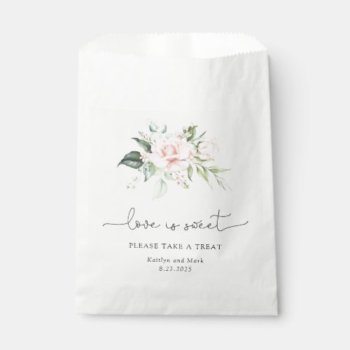 Blush Floral Love is Sweet Please take a Treat Favor Bag