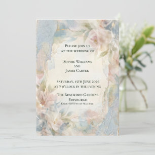Blush Floral Magnolia Romantic Airy Scottish Weddi Invitation