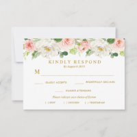 blush floral meal choice RSVP card