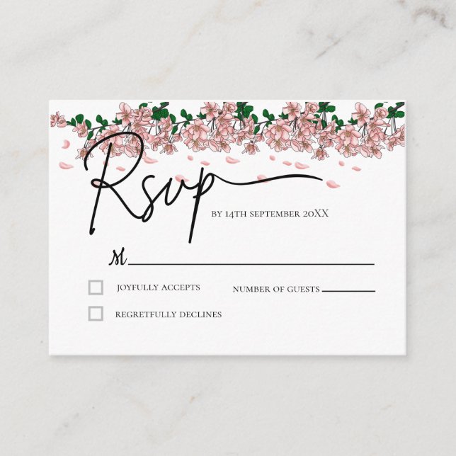 blush floral meal choice RSVP card (Front)