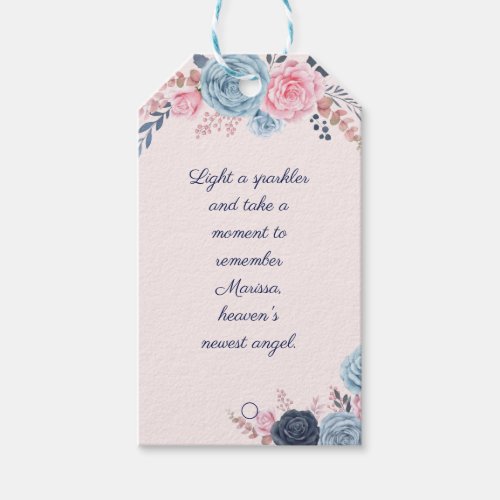 Blush Floral Memorial Funeral Farewell Sparkler  Gift Tags