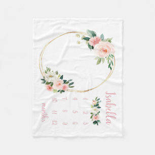 Blush Floral Milestone Blanket Girl Month Blanket