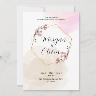 Blush Floral Minimalist Modern Invite