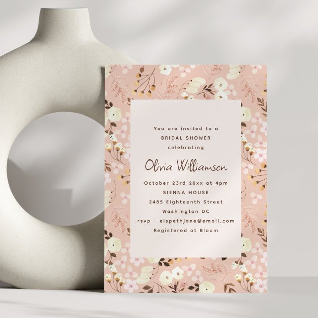 Blush Floral Modern Romantic Bridal Shower Invitation (Creator Uploaded)
