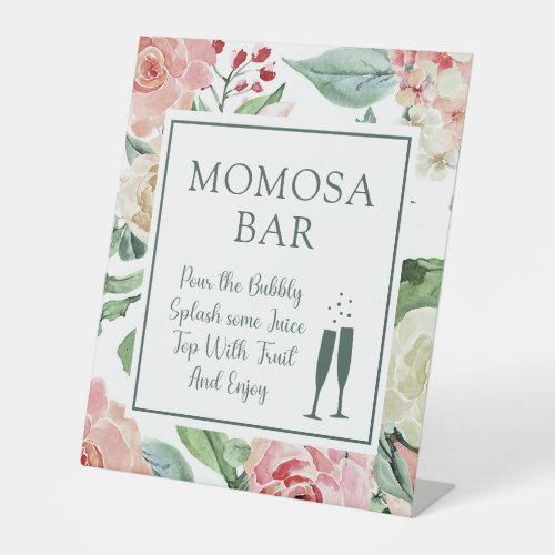 Blush Floral Momosa Bar Pedestal Sign