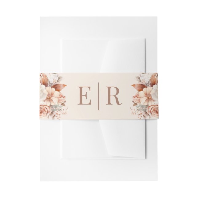 Blush Floral Monogram Wedding Belly Band (Front Example)