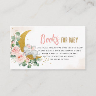 Blush Floral Moon Cute Elephant Books for Baby Enclosure Card