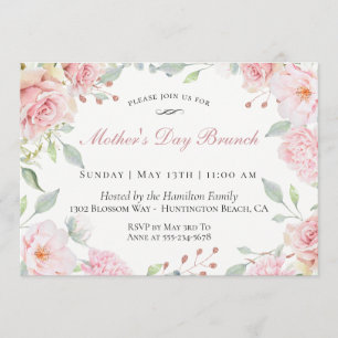 Blush Floral Mother's Day Brunch Invitation