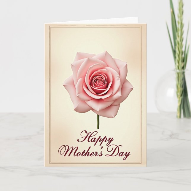 Blush Floral Mothers Day Greeting Card (Front)