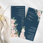 Blush Floral Navy Wedding Flat Program<br><div class="desc">This blush floral navy wedding flat program design features beautiful chic classic backgrounds of pastel pink and navy blue with simple modern typography and elegant calligraphy to set a sophisticated tone for any style of event. Each product is embellished with gorgeous blush pink roses and peach and ivory hydrangeas arranged...</div>
