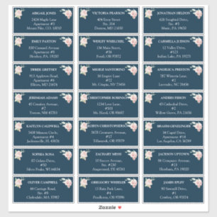 Blush Floral Navy Wedding guest address labels