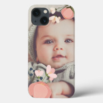 Blush Floral Overlay Photo iPhone 13 Case