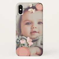 Blush Floral Overlay Photo iPhone X Case