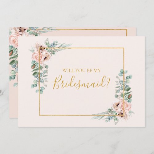 Blush Floral  Pastel Bridesmaid Proposal Card