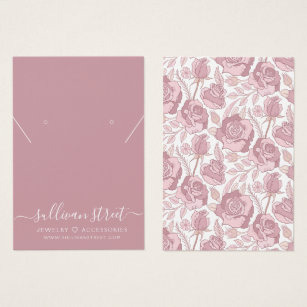 Blush Floral Pattern Earring Necklace Display Card