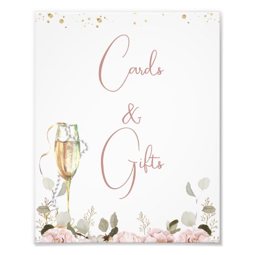 Blush Floral Pearls Prosecco Bridal Shower Sign