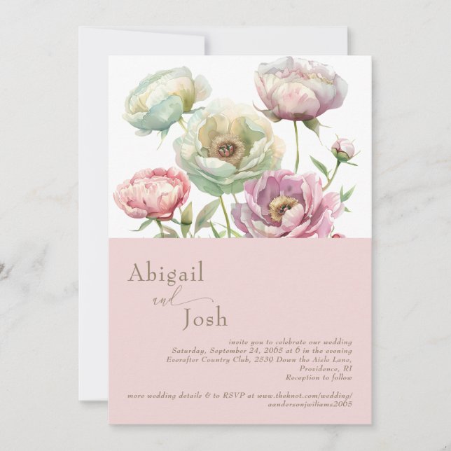 Blush Floral Peonies Invitation (Front)
